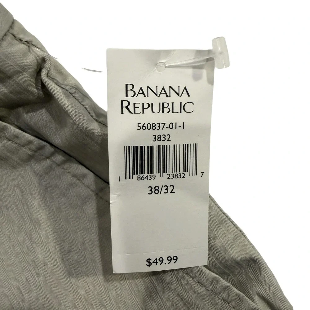 Banana Republic Mens Khaki Chino Pants 38x32 Beige Cotton Straight Leg NWT‎